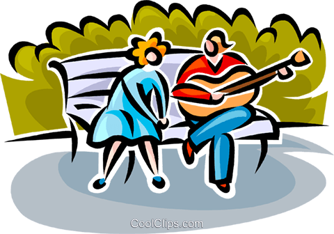 480x336 Couple Sitting On A Park Bench Royalty Free Vector Clip Art