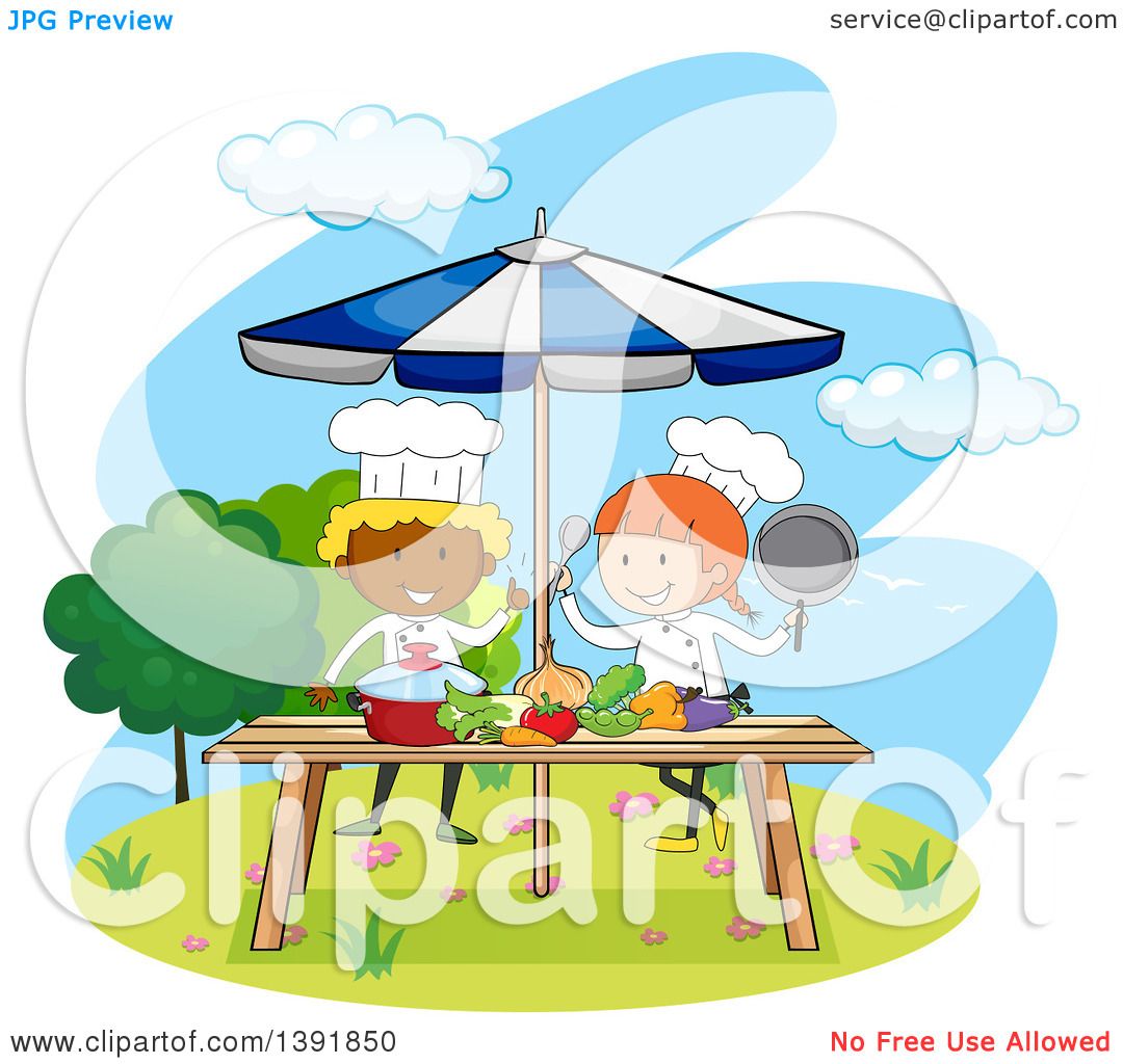 1080x1024 Clipart Of Chef Children Cooking In A Park