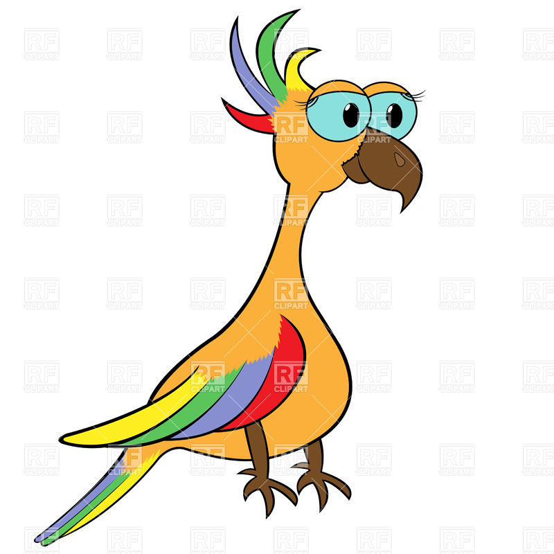 800x800 Colourful Cartoon Parrot Royalty Free Vector Clip Art Image
