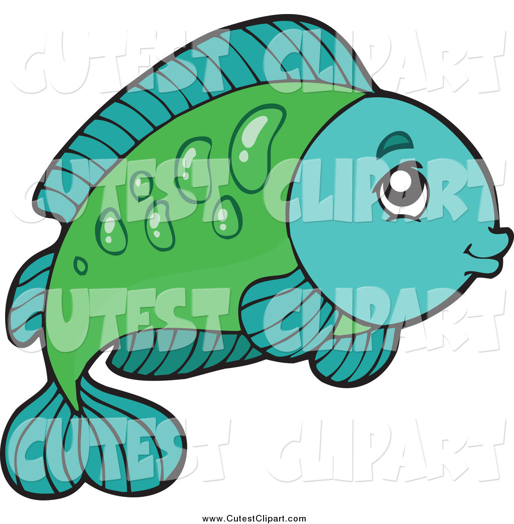 1024x1044 Cartoon Vector Clip Art Of A Cute Green And Turquoise Fish Facing
