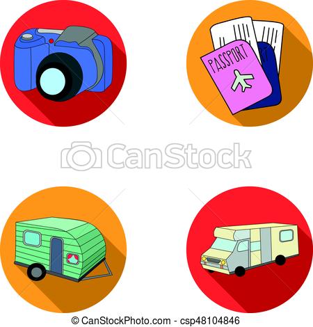 450x470 Vacation, Photo, Camera, Passport Family Holiday Set Eps