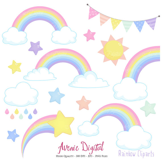 570x570 Pastel Rainbows Clipart Scrapbook Printables Vector Rainbow
