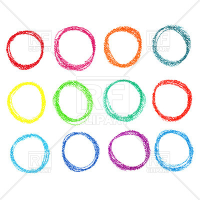 400x400 Set Of Colored Circles Of Pastel Crayon Royalty Free Vector Clip