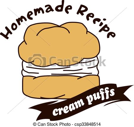 450x426 Delicious Cream Puff. Cream Puff Cake Pastry Theme Vector