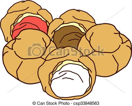 450x360 Delicious Cream Puff. Cream Puff Cake Pastry Theme Vector Clip
