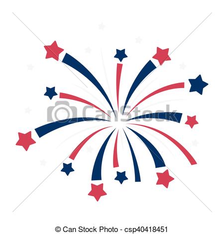 450x470 Patriotic Fireworks Icon In Cartoon Style Isolated On White