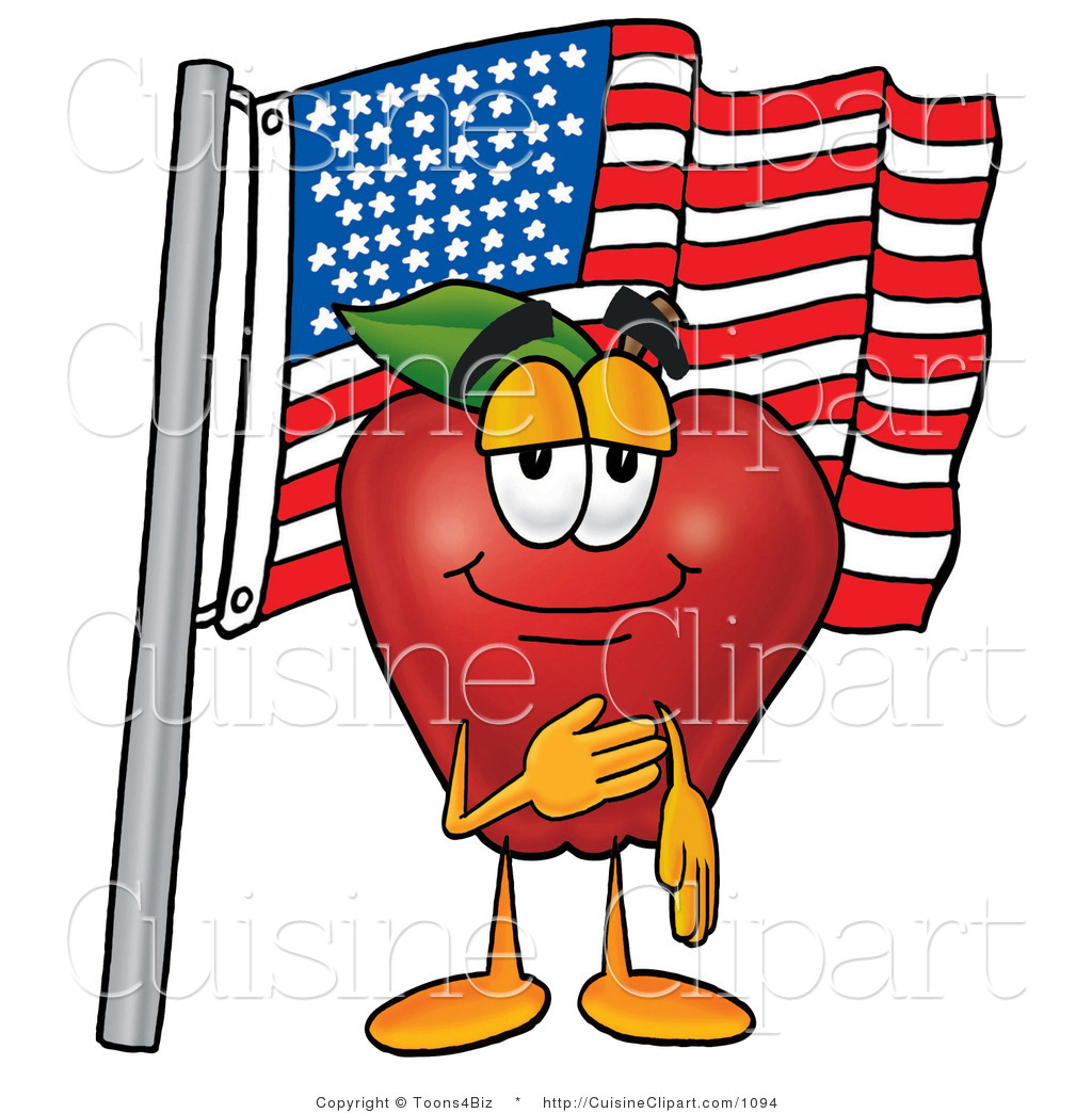 1024x1044 Cuisine Clipart Of A Patriotic And Nutritious Red Apple Character