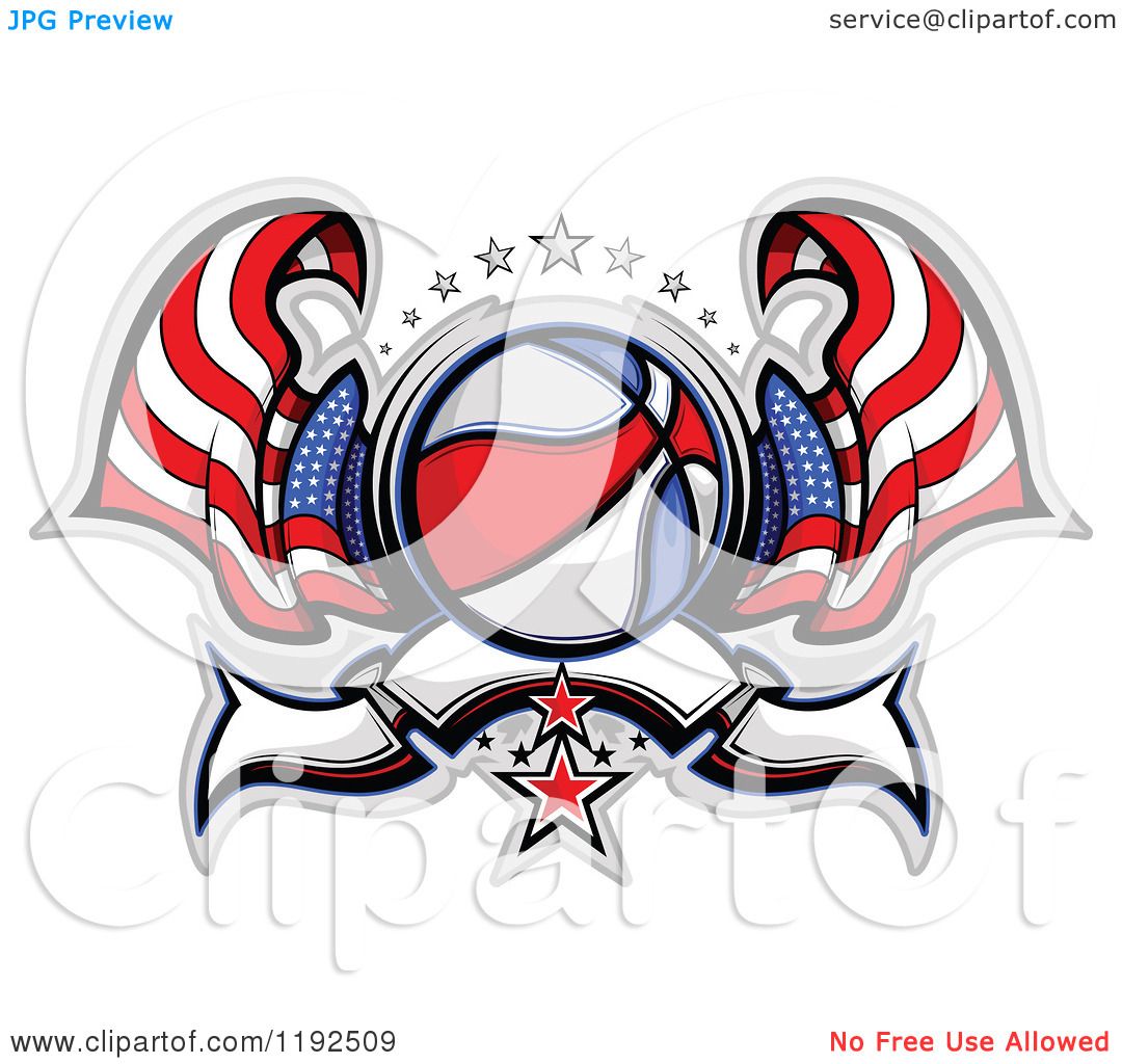 1080x1024 Clipart Of A Patriotic Basketball With Two American Flags Stars