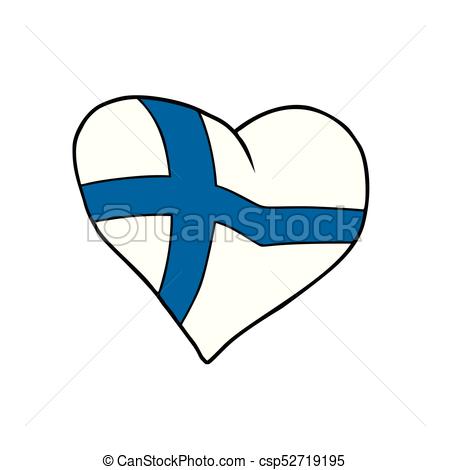 450x470 Finland Heart, Patriotic Symbol. Comic Cartoon Style Pop Art