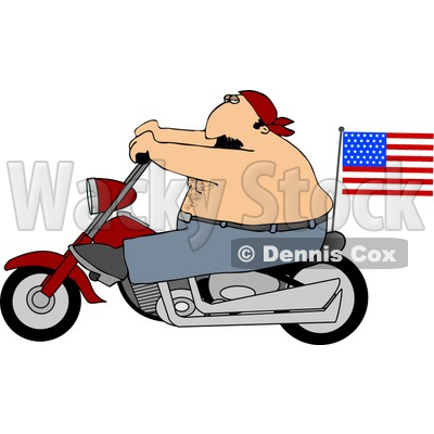 400x400 American Male Patriot Riding A Motorcycle With An American Flag