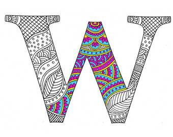340x270 Zentangle Alphabet Coloring Pages For Adults Letter H Henna