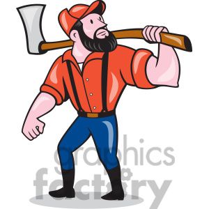 300x300 Paul Bunyan Axe Looking Side Cartoon Clip Art Paul