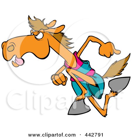 450x470 Royalty Free (Rf) Clip Art Illustration Of A Cartoon Racing Horse