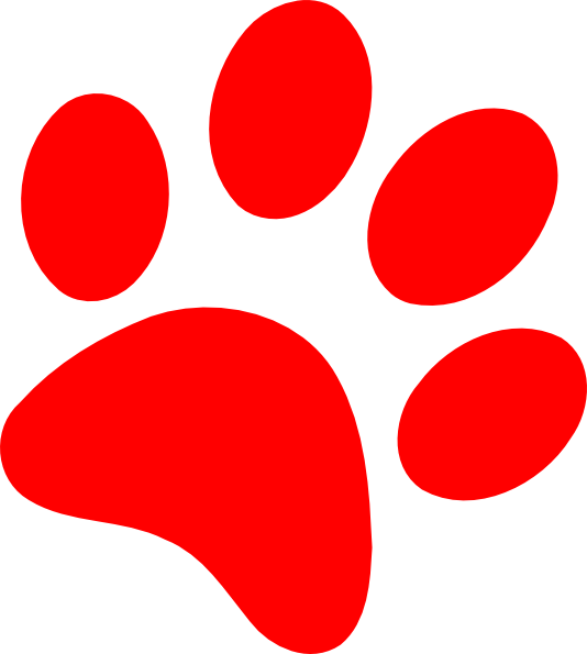 534x595 Red Paw Print Clip Art