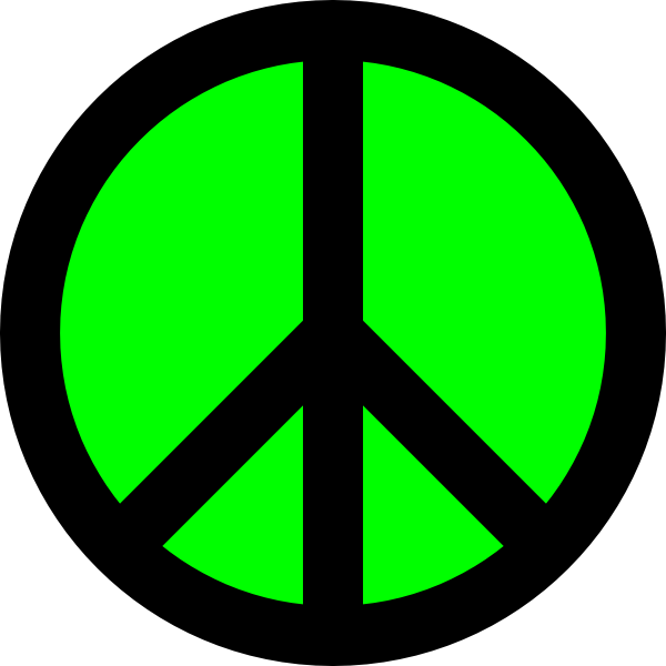 600x600 Neon Green Amp Black Peace Sign Clip Art