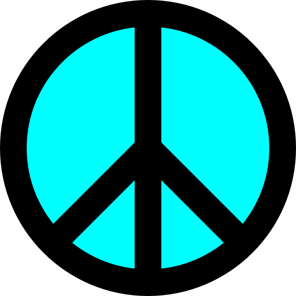 600x600 Black And Turquoise Peace Symbol Clip Art