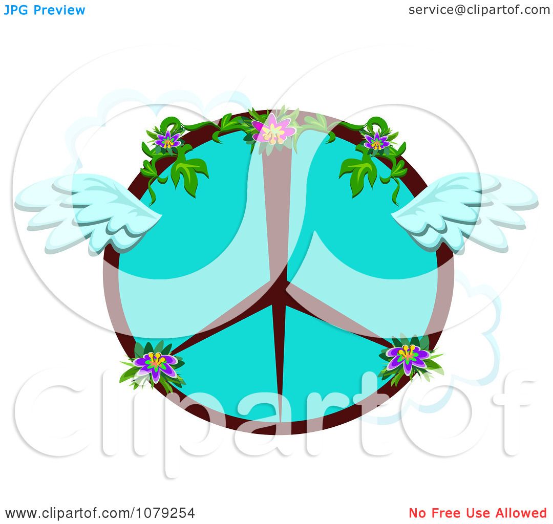 1080x1024 Clipart Winged Floral Peace Symbol