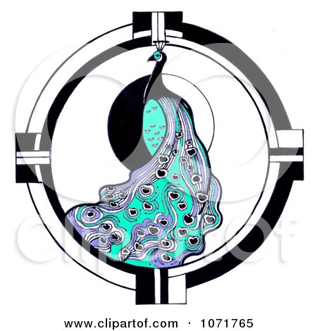 450x470 Clipart Art Deco Styled Peacock In A Circle