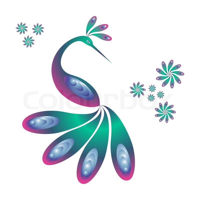 800x800 Peacock. Fancy Bird. Vector Art. Stock Vector Colourbox