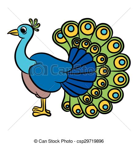 450x470 Illustration Of Peacock Bird On A White Background. Vector Eps