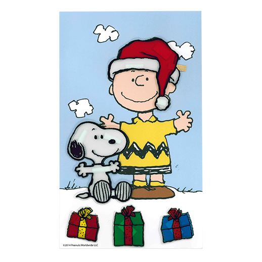 518x518 6x10 Peanuts Christmas 3d Window Cling, Charlie Brown