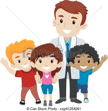 450x463 Vector Illustration Of Doctor With Kids Clip Art Vector