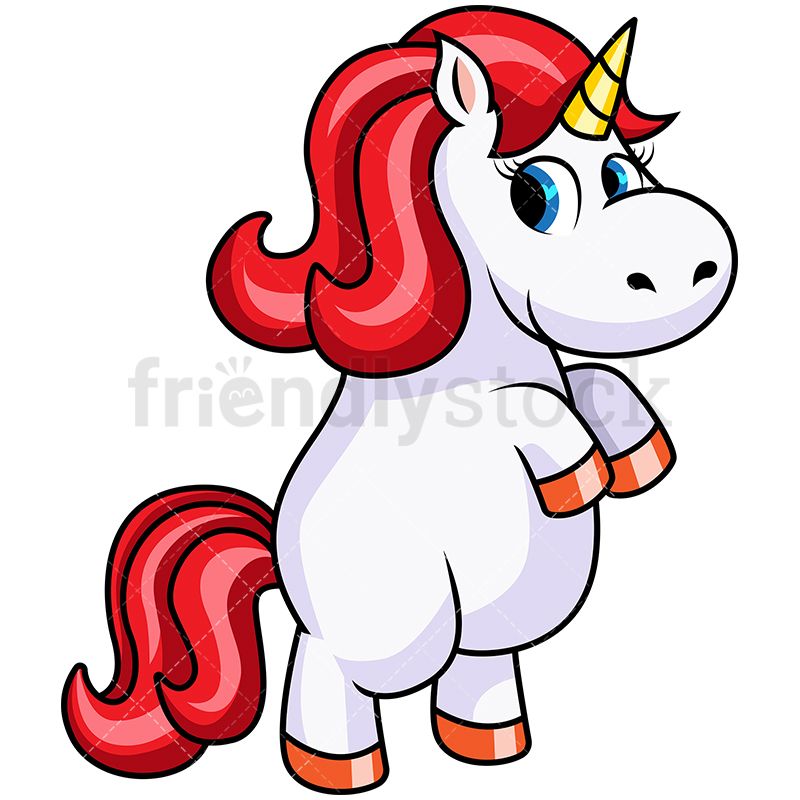 800x800 Cute Unicorn On Hind Legs Galloping Vector Cartoon Clipart