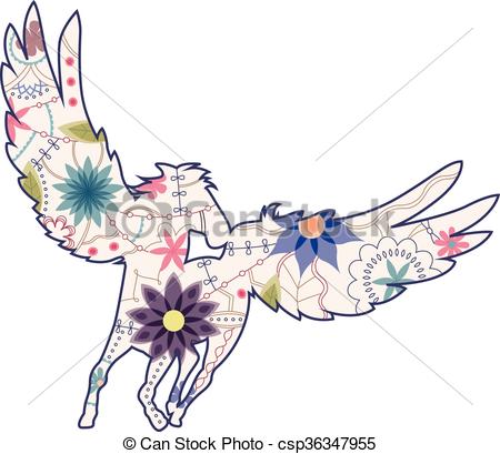 450x409 Vector Illustration Of Vintage Pegasus Clipart Vector