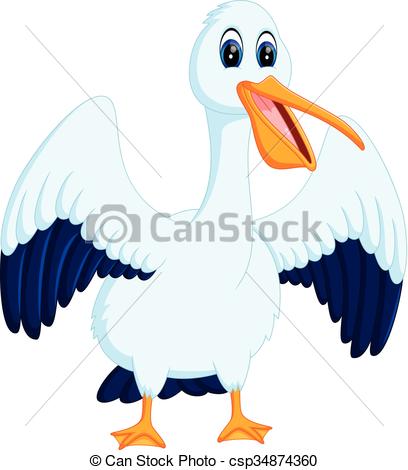 408x470 Illustration Of Cute Pelican Cartoon Clip Art Vector