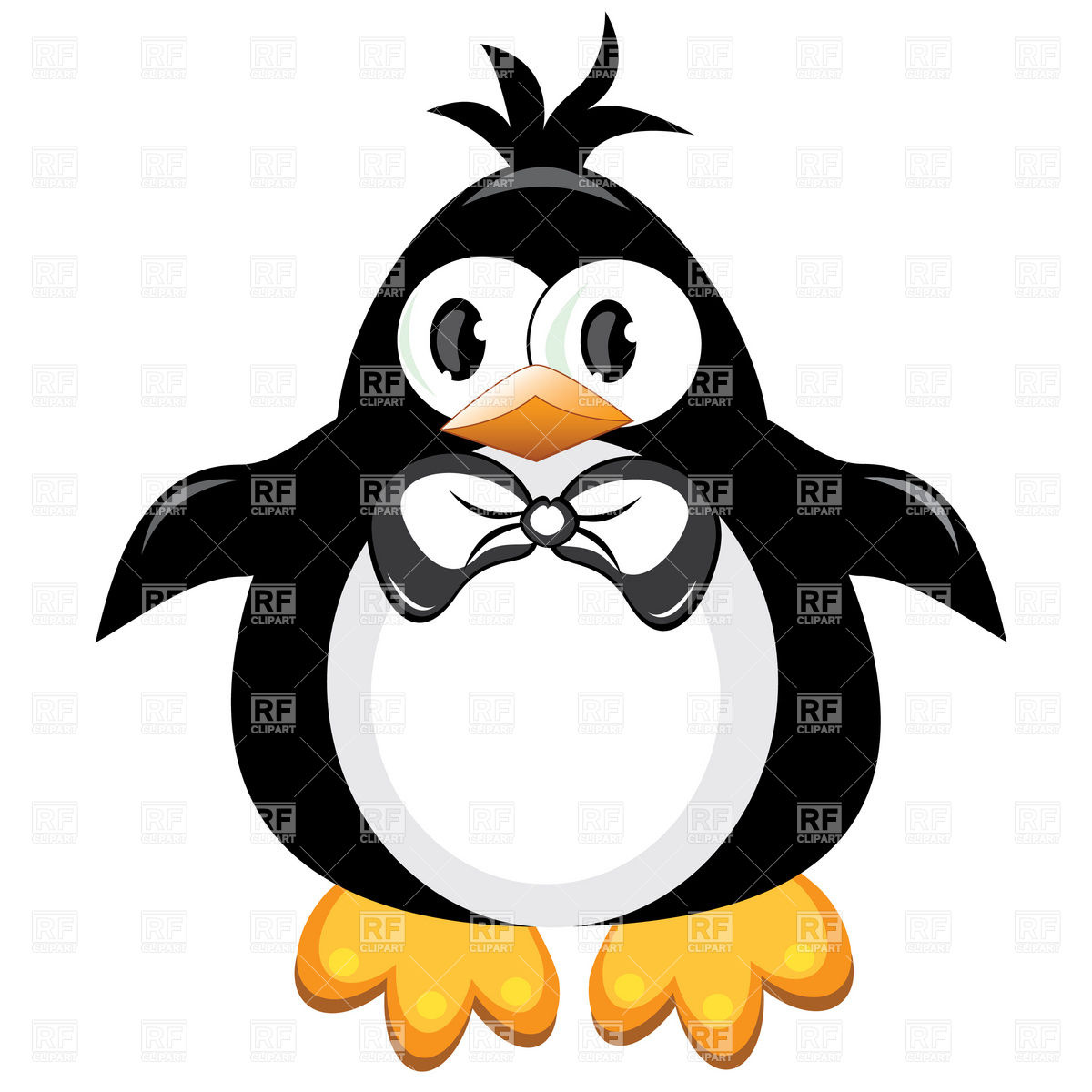 1200x1200 Penguin Boy With Bow Royalty Free Vector Clip Art Image