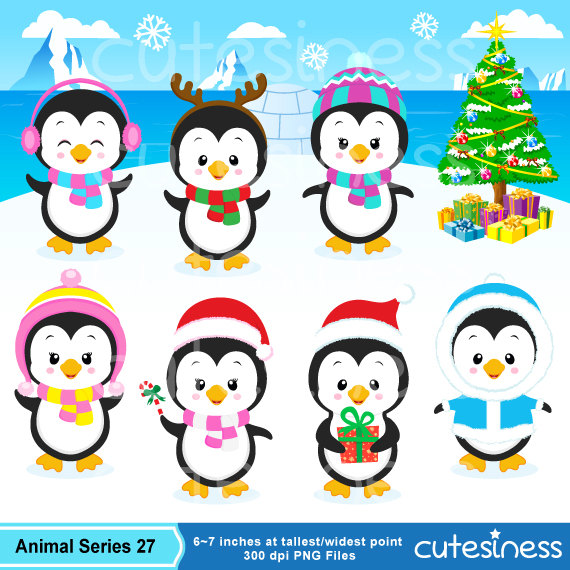 570x570 Penguins Clipart Set Clip Art Set Of Penguins Winter