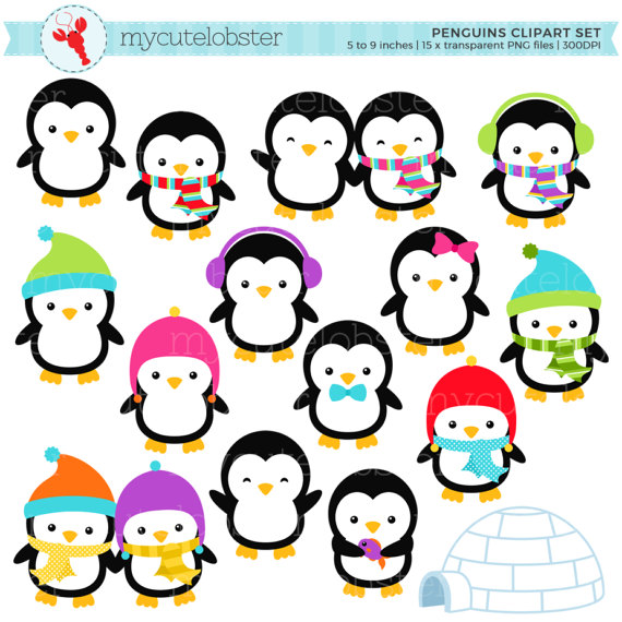 570x570 Penguins Clipart Set Clip Art Set Of Penguins Winter