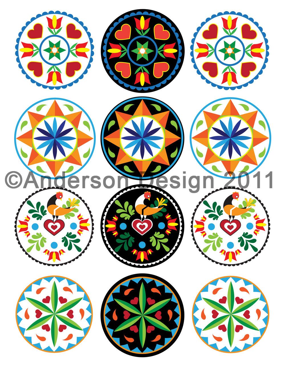 1000x1294 Pennsylvania Dutch Inspired, 2.5 Inch Round Hex Sign Printable