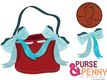 350x263 Simple Clip Art Set Of A Purse, Bows, And A Penny To Go With Lucy