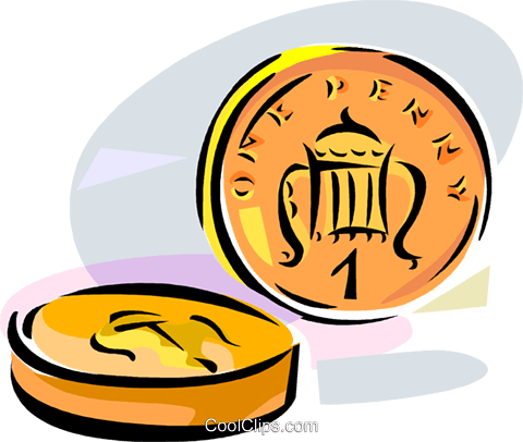 480x406 United Kingdom 1 Penny Coin Royalty Free Vector Clip Art