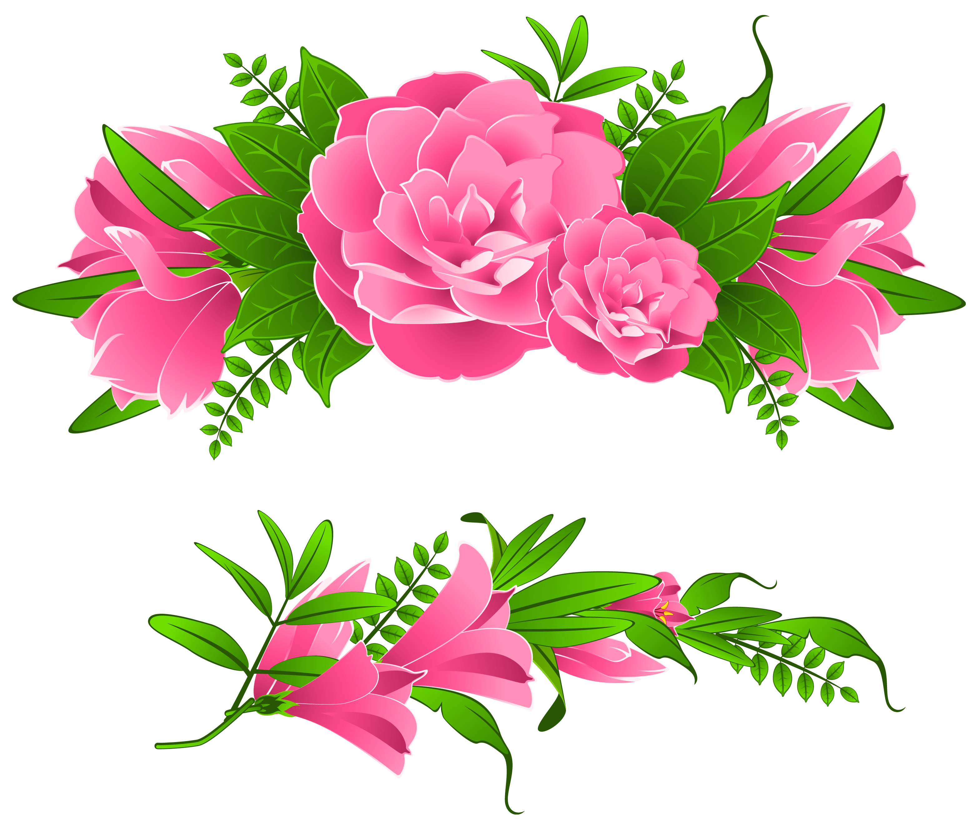 3128x2649 Pink Flowers Decorative Element Png Clipart Flowers