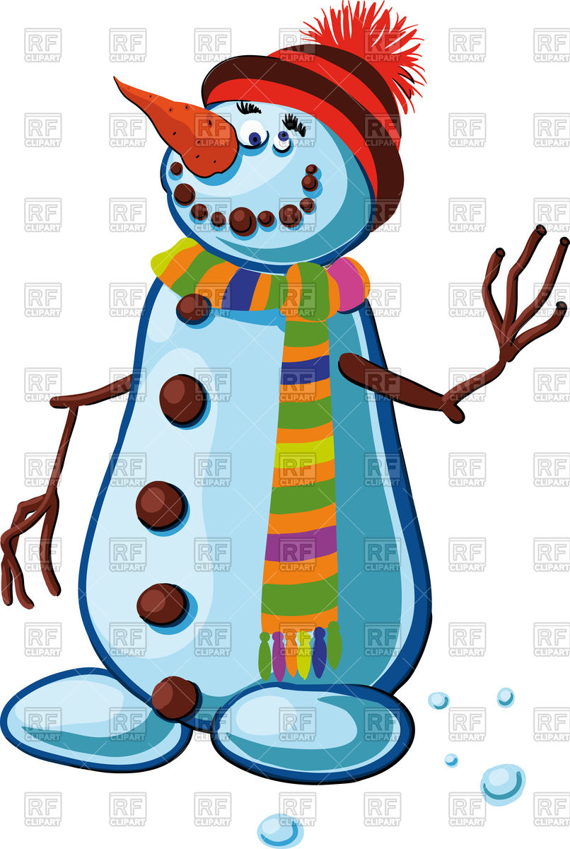 806x1200 Snowman With Silly Smile Waving Branches Of The People Royalty