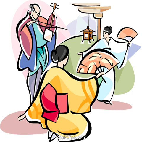 480x479 Japanese Dancing Royalty Free Vector Clip Art Illustration