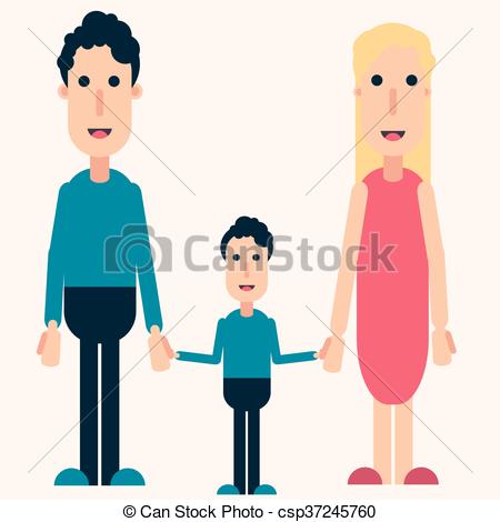 450x470 Happy Family Color Vector, Love, Friendship, Boy, Man, Woman Clip