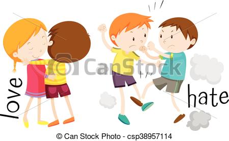450x277 Kids Showing Love And Hate Illustration Vector Clip Art