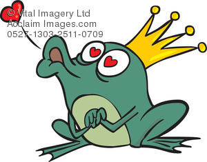 300x235 Cartoon Clip Art Image Of A Frog Prince Blowing A Kiss