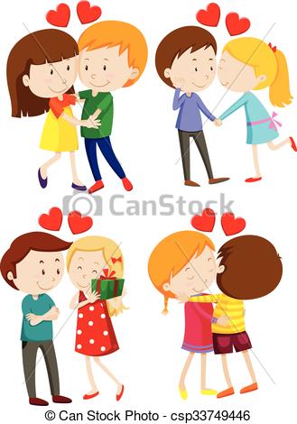 329x470 Love Couple Hugging And Kissing Illustration Eps Vector