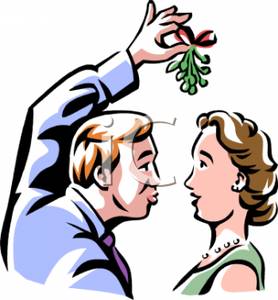 278x300 A Couple About To Kiss Under The Mistletoe Clip Art Image