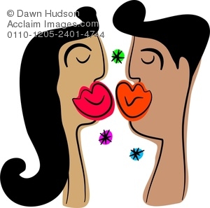 300x297 A Couple In Love Kissing Clipart Illustration