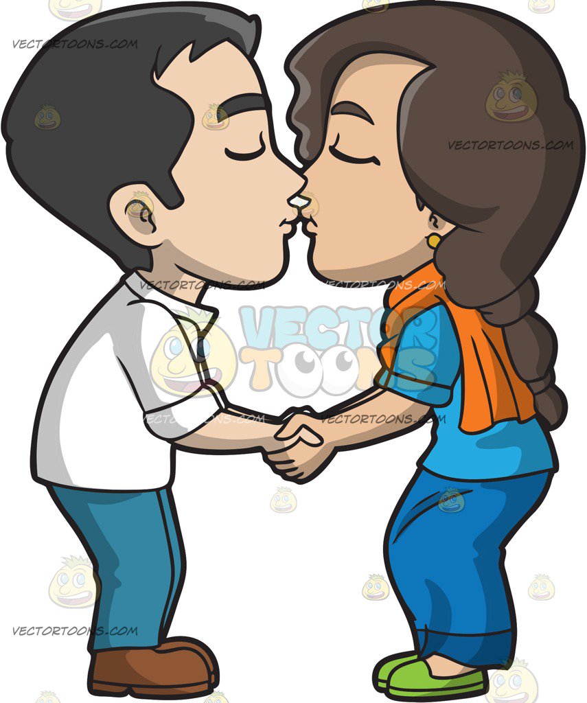 855x1024 A Cute Couple Kissing Each Other Cartoon Clipart Vector Toons