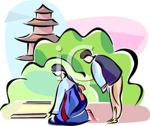 300x252 A Colorful Cartoon Of Asian People Praying