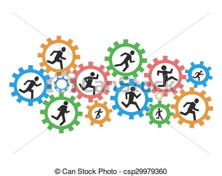 450x357 The Background Of People Running Gears Clip Art Vector
