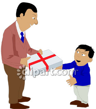 309x350 Dad Giving His Son A Gift Clip Art