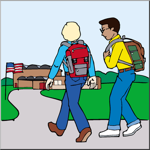 304x304 Clip Art Kids Walking To School 2 Color I Abcteach