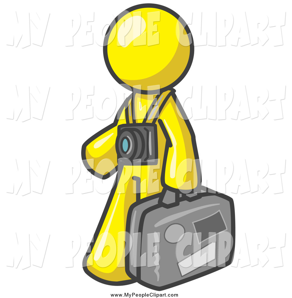 1024x1044 Clip Art Of A Yellow Tourist Carrying His Suitcase And Walking